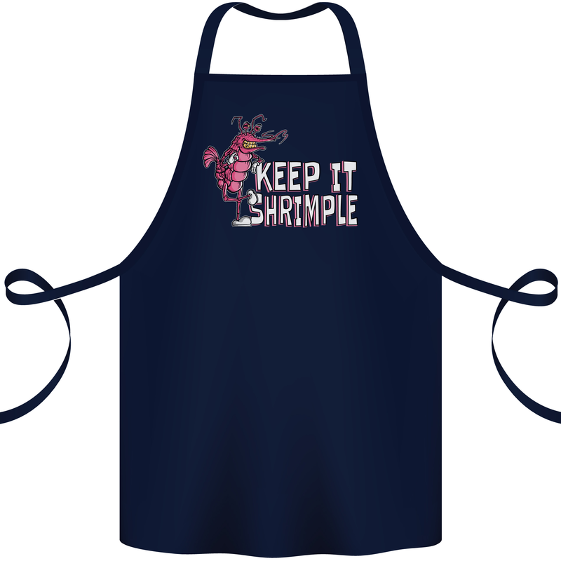 Keep It Shrimple Funny Shrimp Prawns Cotton Apron 100% Organic Navy Blue