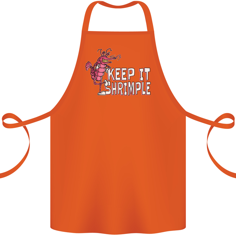 Keep It Shrimple Funny Shrimp Prawns Cotton Apron 100% Organic Orange