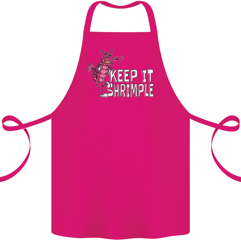 Keep It Shrimple Funny Shrimp Prawns Cotton Apron 100% Organic Pink