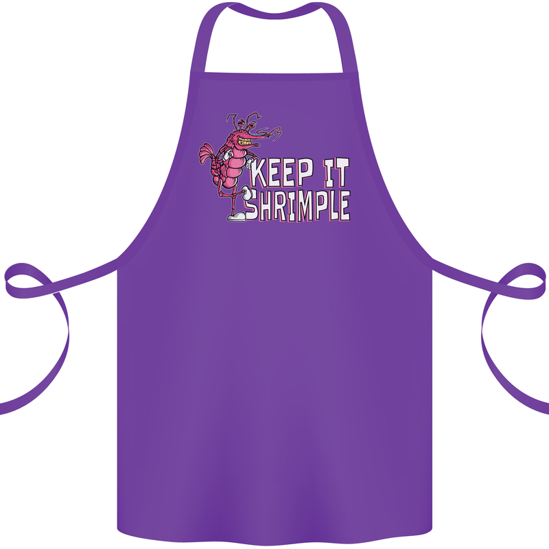 Keep It Shrimple Funny Shrimp Prawns Cotton Apron 100% Organic Purple
