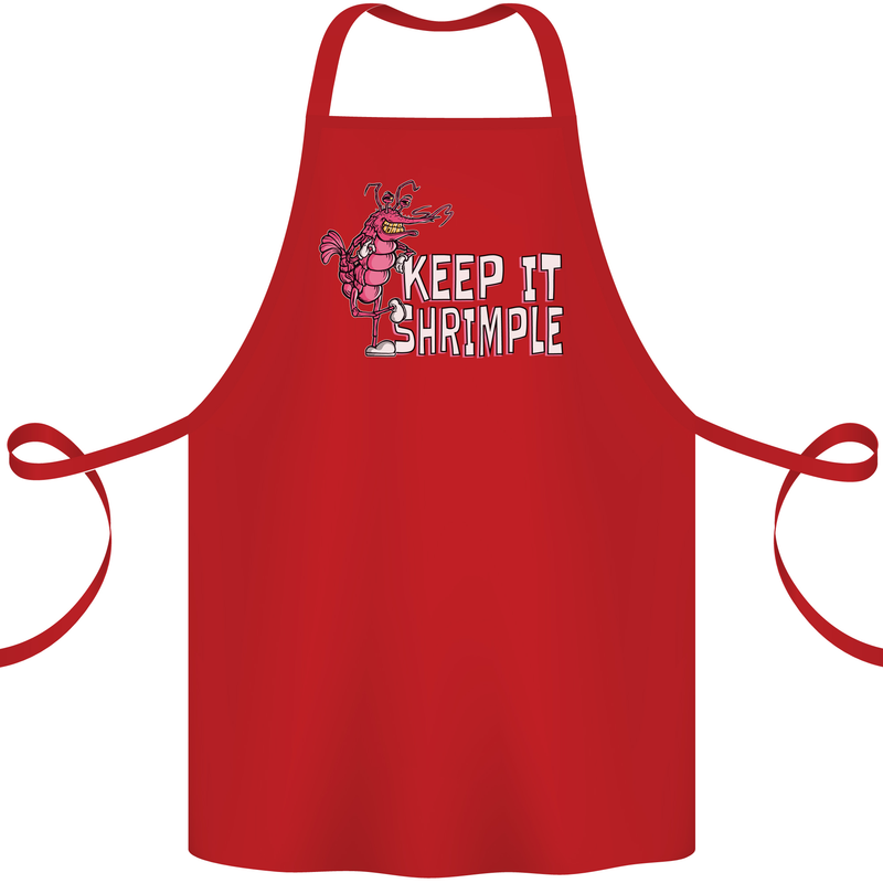 Keep It Shrimple Funny Shrimp Prawns Cotton Apron 100% Organic Red