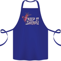 Keep It Shrimple Funny Shrimp Prawns Cotton Apron 100% Organic Royal Blue