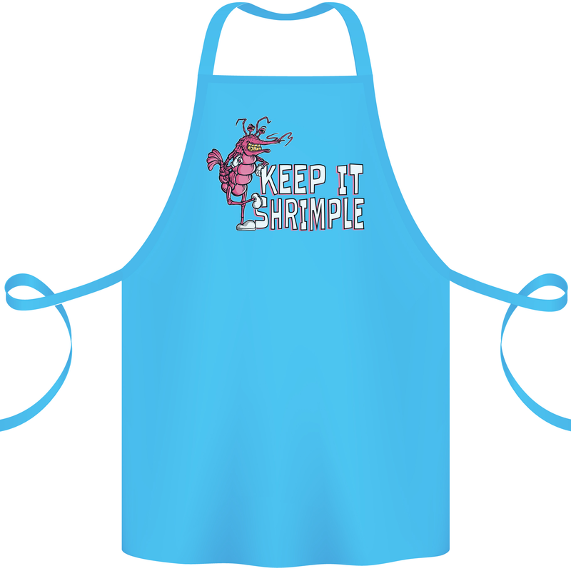 Keep It Shrimple Funny Shrimp Prawns Cotton Apron 100% Organic Turquoise