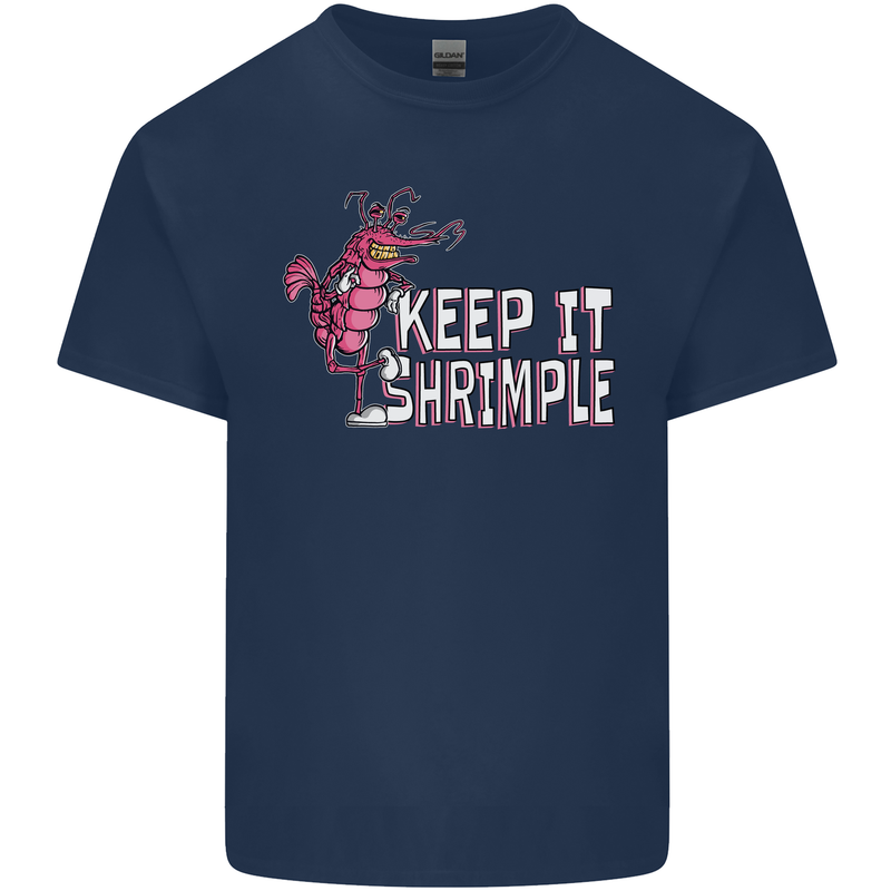 Keep It Shrimple Funny Shrimp Prawns Kids T-Shirt Childrens Navy Blue