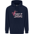 Keep It Shrimple Funny Shrimp Prawns Mens 80% Cotton Hoodie Navy Blue