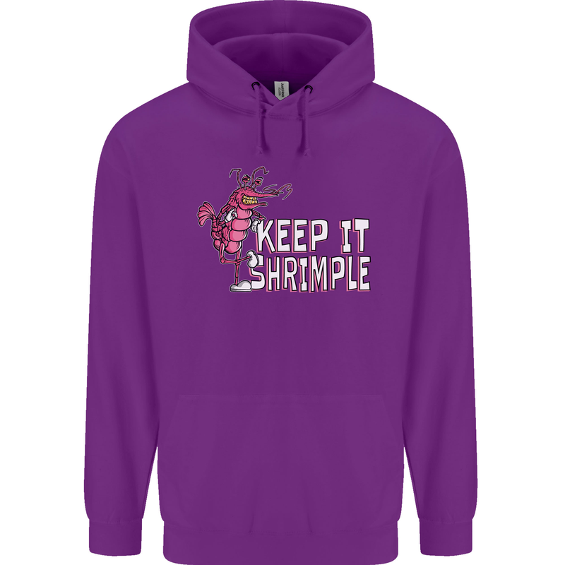 Keep It Shrimple Funny Shrimp Prawns Mens 80% Cotton Hoodie Purple