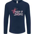 Keep It Shrimple Funny Shrimp Prawns Mens Long Sleeve T-Shirt Navy Blue