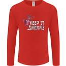 Keep It Shrimple Funny Shrimp Prawns Mens Long Sleeve T-Shirt Red