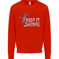 Keep It Shrimple Funny Shrimp Prawns Mens Sweatshirt Jumper Bright Red