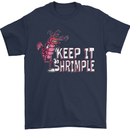 Keep It Shrimple Funny Shrimp Prawns Mens T-Shirt Cotton Gildan Navy Blue