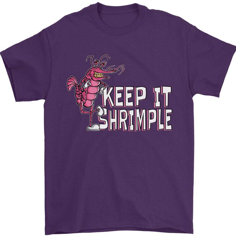 Keep It Shrimple Funny Shrimp Prawns Mens T-Shirt Cotton Gildan Purple