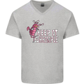 Keep It Shrimple Funny Shrimp Prawns Mens V-Neck Cotton T-Shirt Sports Grey