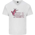 Keep It Shrimple Funny Shrimp Prawns Mens V-Neck Cotton T-Shirt White