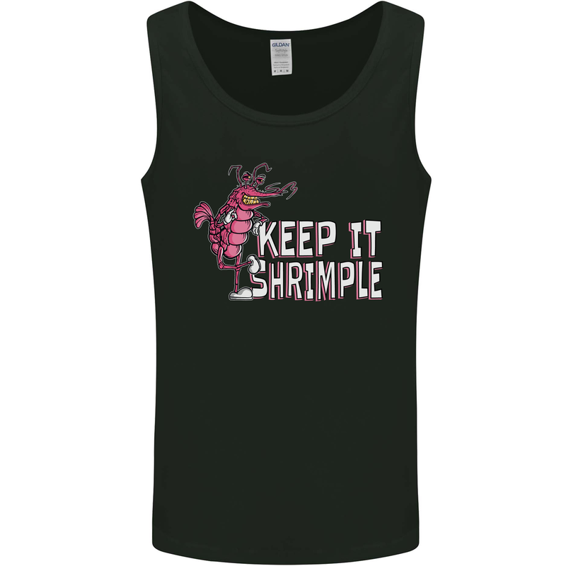 Keep It Shrimple Funny Shrimp Prawns Mens Vest Tank Top Black