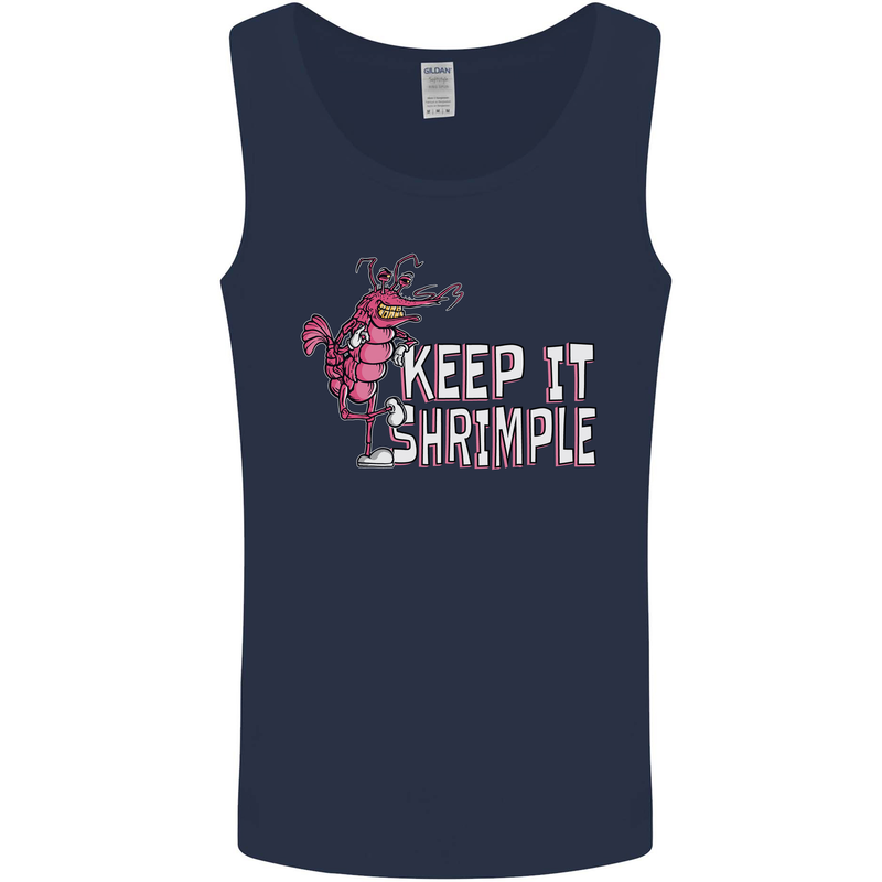 Keep It Shrimple Funny Shrimp Prawns Mens Vest Tank Top Navy Blue