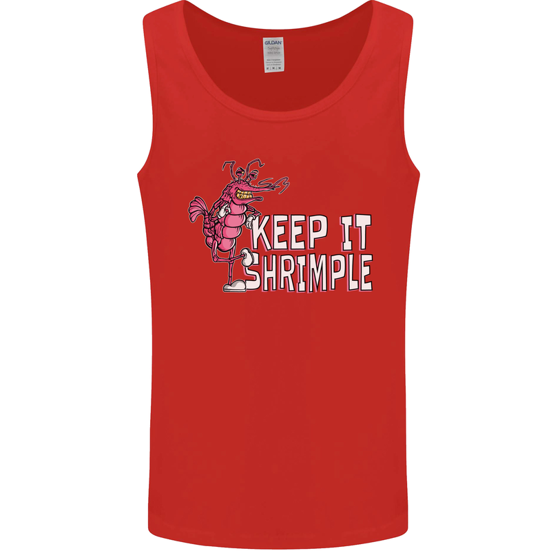 Keep It Shrimple Funny Shrimp Prawns Mens Vest Tank Top Red