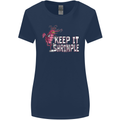 Keep It Shrimple Funny Shrimp Prawns Womens Wider Cut T-Shirt Navy Blue