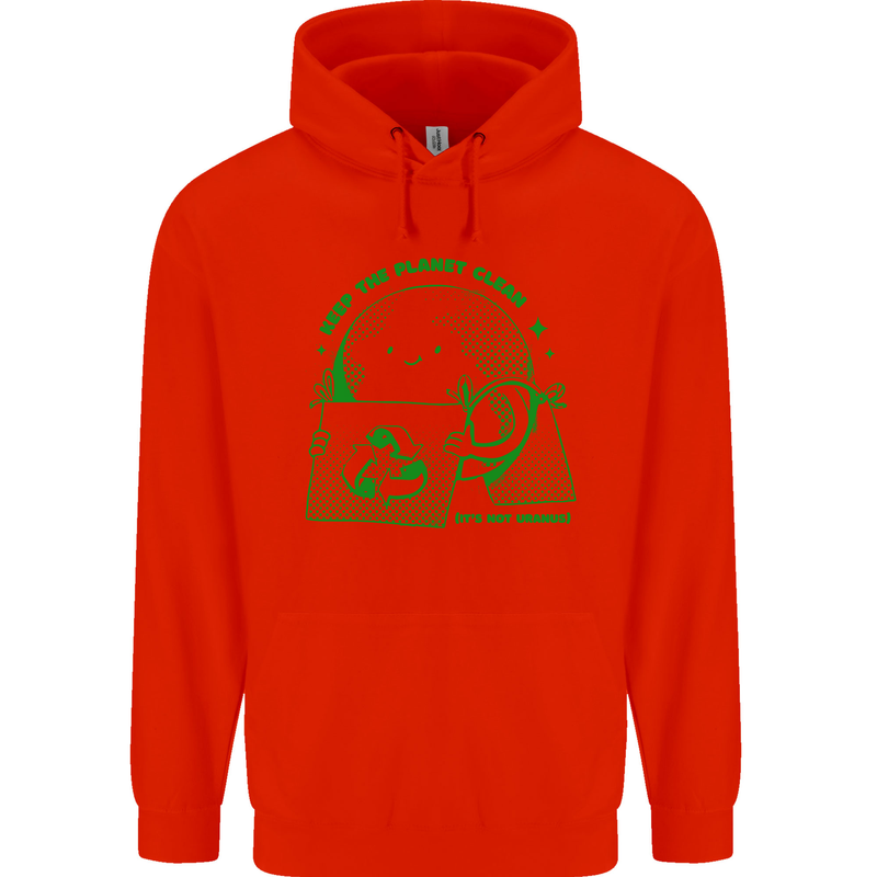 Keep the Planet Clean Climate Change Childrens Kids Hoodie Bright Red