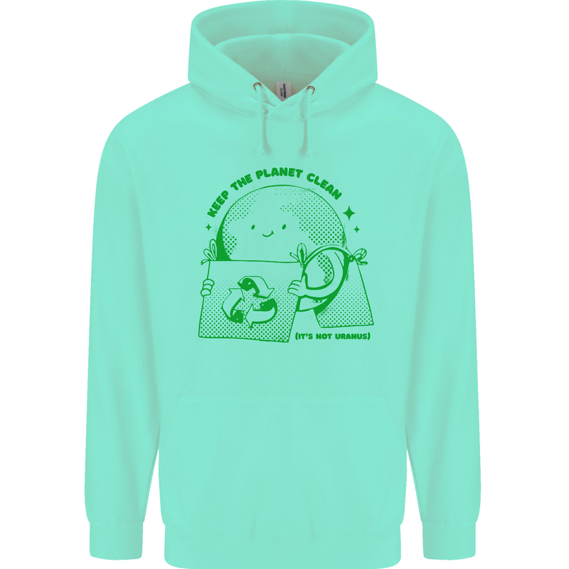 Keep the Planet Clean Climate Change Childrens Kids Hoodie Peppermint