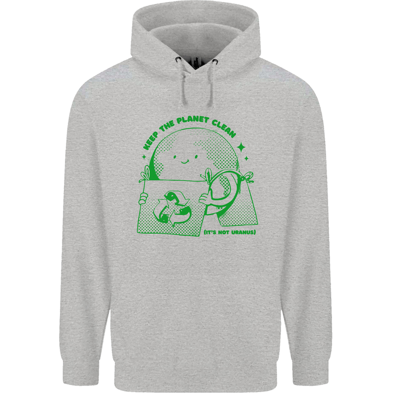 Keep the Planet Clean Climate Change Childrens Kids Hoodie Sports Grey