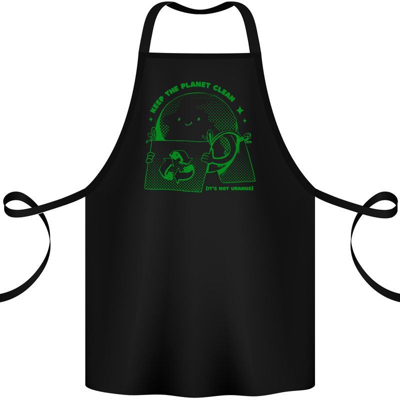 Keep the Planet Clean Climate Change Cotton Apron 100% Organic Black