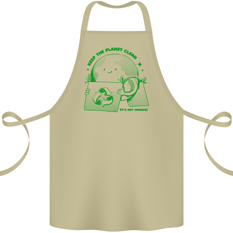 Keep the Planet Clean Climate Change Cotton Apron 100% Organic Khaki