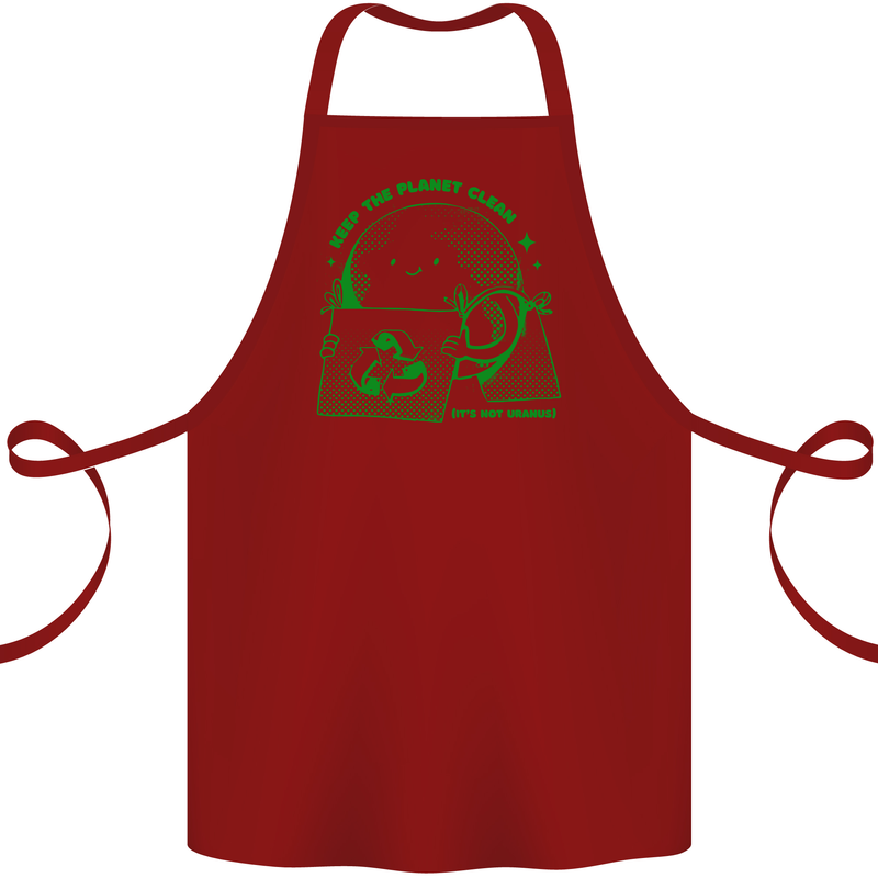 Keep the Planet Clean Climate Change Cotton Apron 100% Organic Maroon