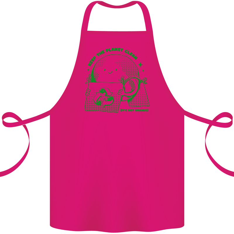 Keep the Planet Clean Climate Change Cotton Apron 100% Organic Pink