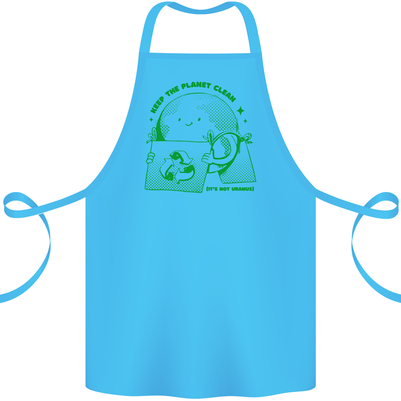 Keep the Planet Clean Climate Change Cotton Apron 100% Organic Turquoise