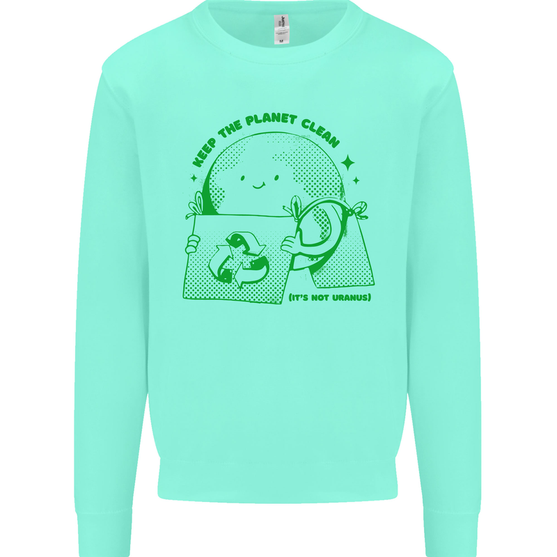 Keep the Planet Clean Climate Change Kids Sweatshirt Jumper Peppermint
