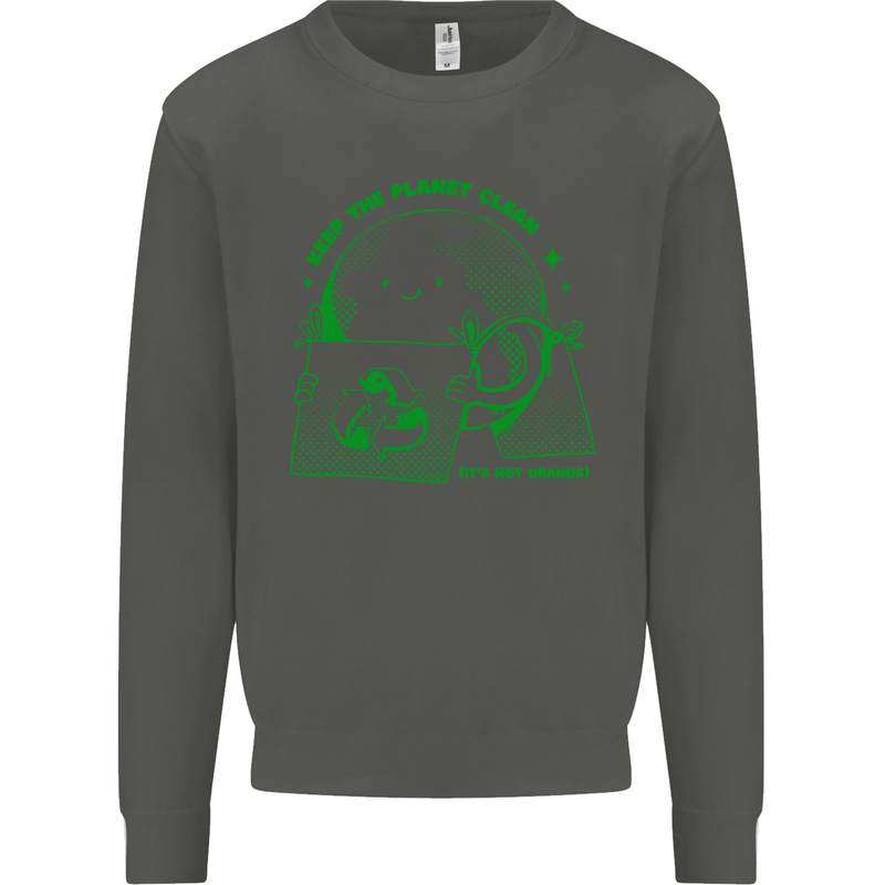 Keep the Planet Clean Climate Change Kids Sweatshirt Jumper Storm Grey