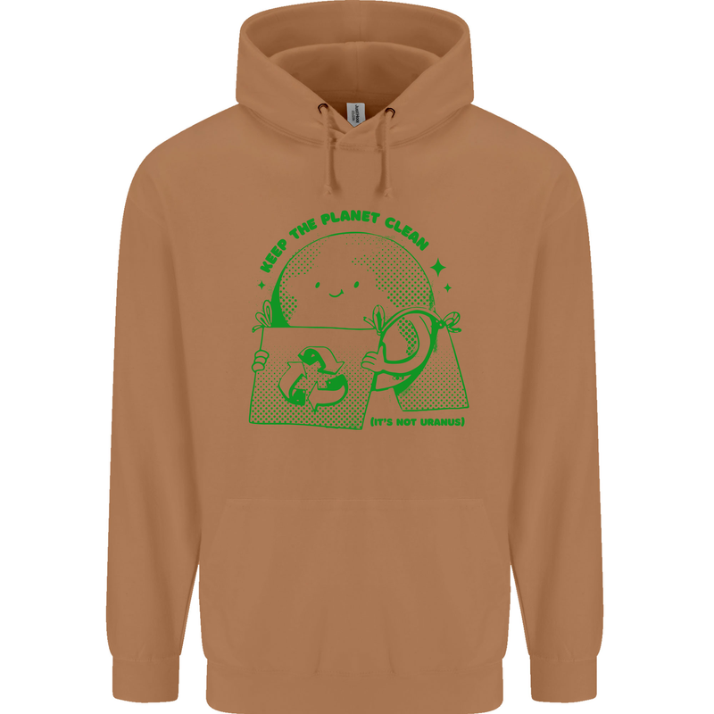 Keep the Planet Clean Climate Change Mens 80% Cotton Hoodie Caramel Latte