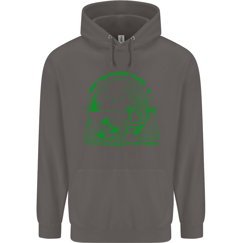 Keep the Planet Clean Climate Change Mens 80% Cotton Hoodie Charcoal