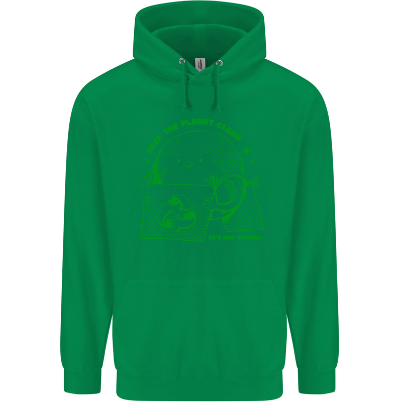 Keep the Planet Clean Climate Change Mens 80% Cotton Hoodie Irish Green