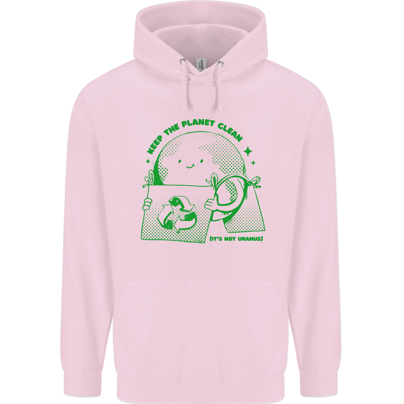 Keep the Planet Clean Climate Change Mens 80% Cotton Hoodie Light Pink
