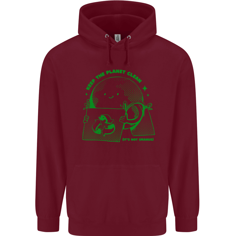 Keep the Planet Clean Climate Change Mens 80% Cotton Hoodie Maroon