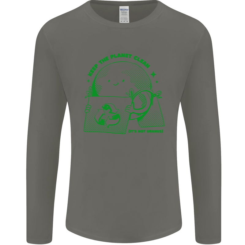 Keep the Planet Clean Climate Change Mens Long Sleeve T-Shirt Charcoal