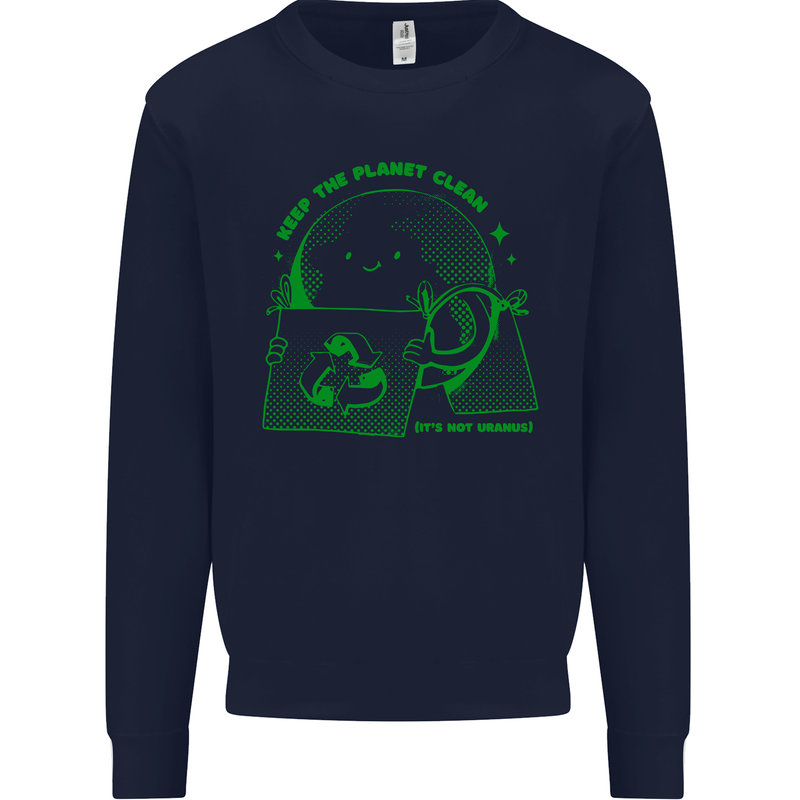 Keep the Planet Clean Climate Change Mens Sweatshirt Jumper Navy Blue