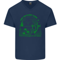 Keep the Planet Clean Climate Change Mens V-Neck Cotton T-Shirt Navy Blue