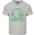 Keep the Planet Clean Climate Change Mens V-Neck Cotton T-Shirt Sports Grey