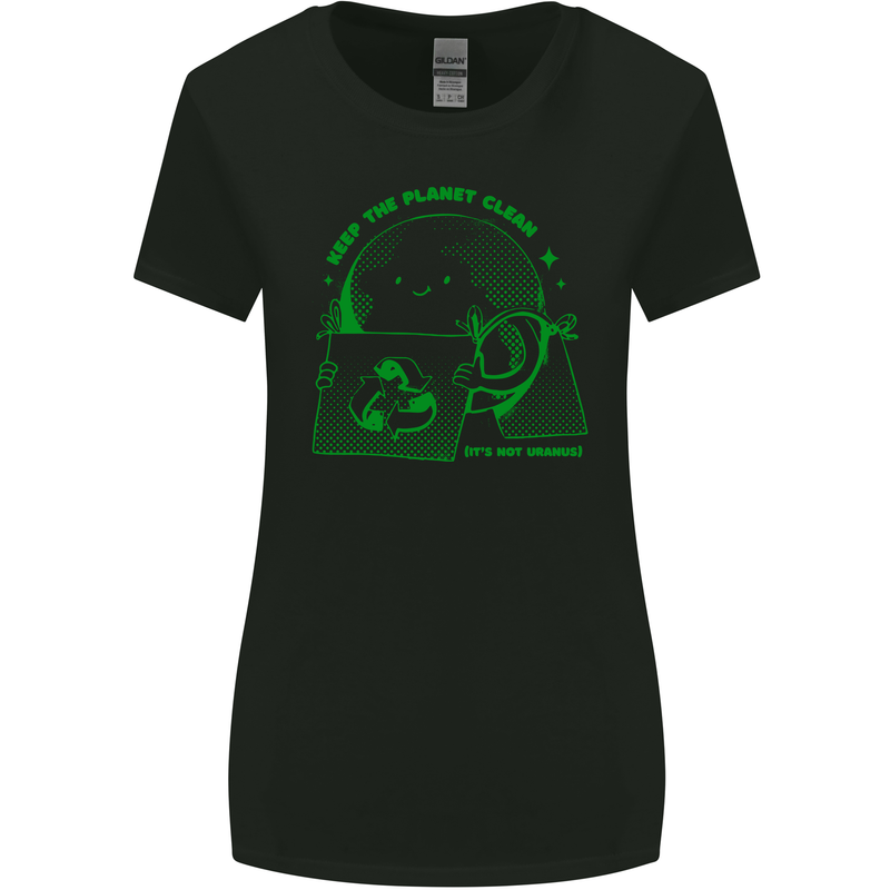 Keep the Planet Clean Climate Change Womens Wider Cut T-Shirt Black