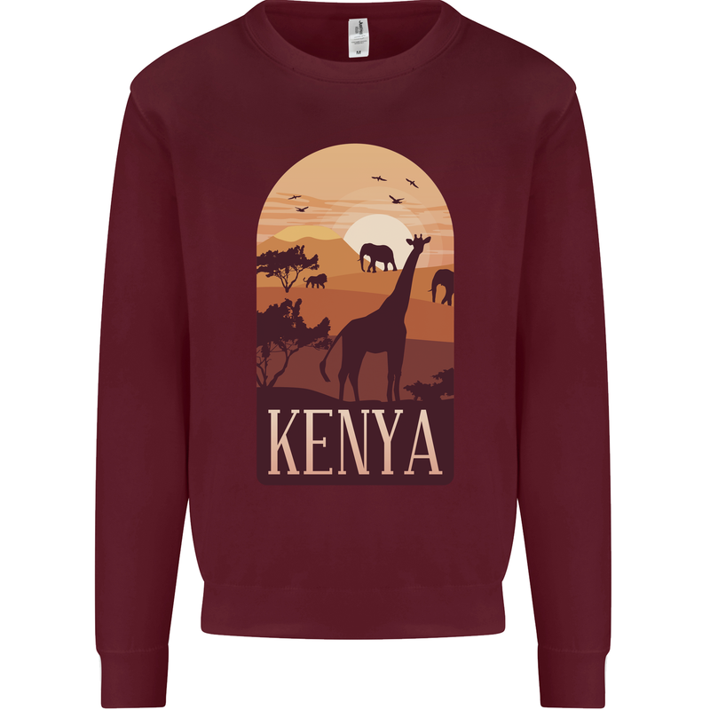 Kenya Safari Kids Sweatshirt Jumper Maroon