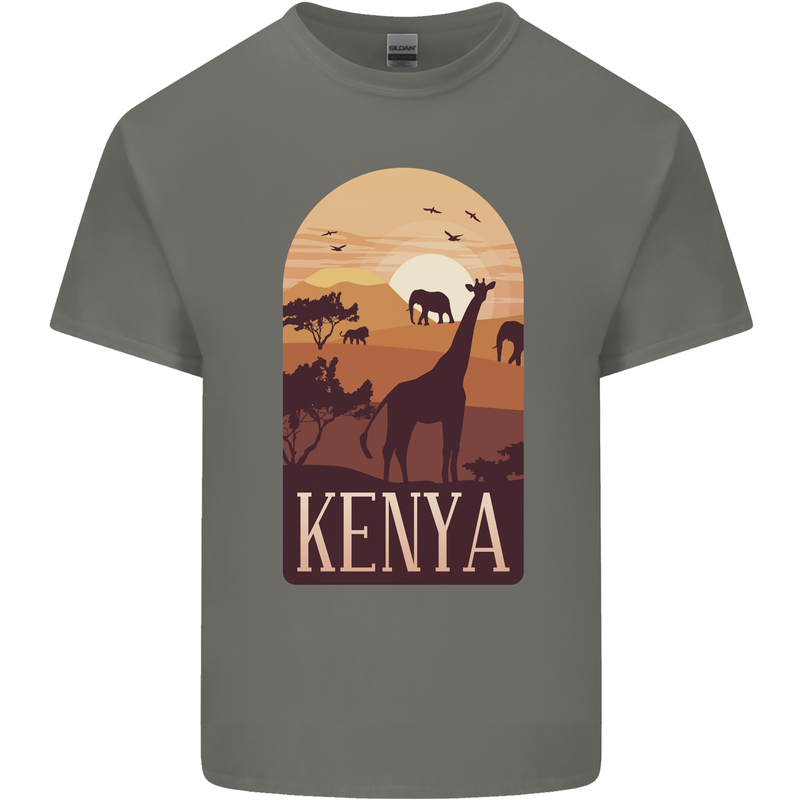 Kenya Safari Mens Cotton T-Shirt Tee Top Charcoal