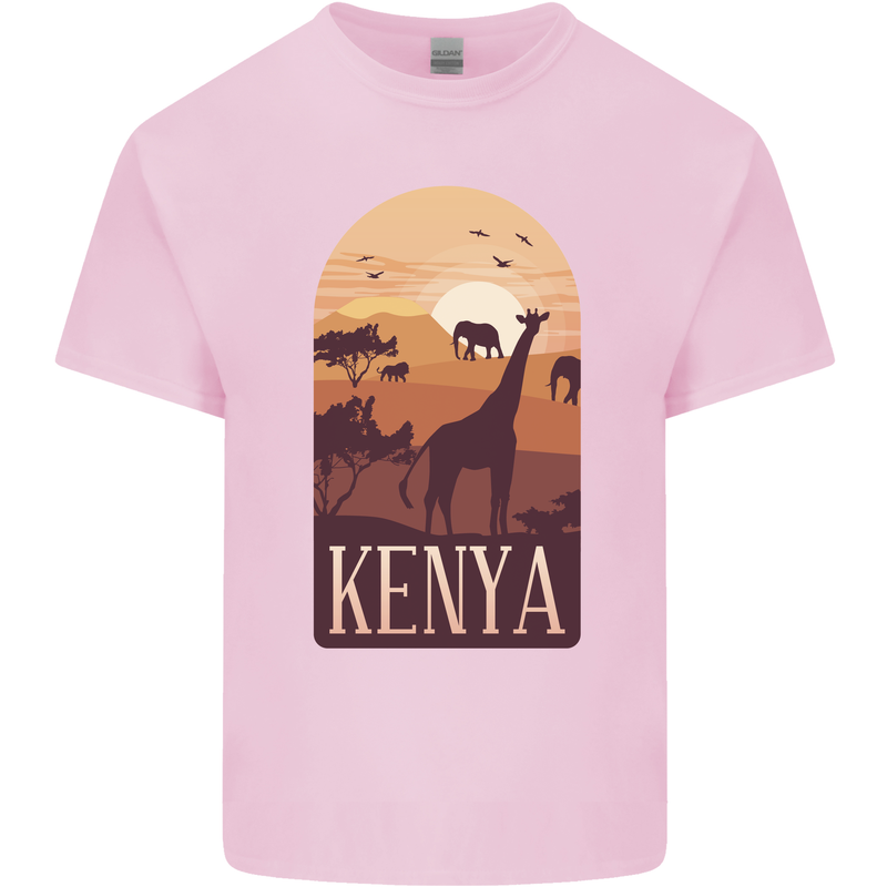 Kenya Safari Mens Cotton T-Shirt Tee Top Light Pink