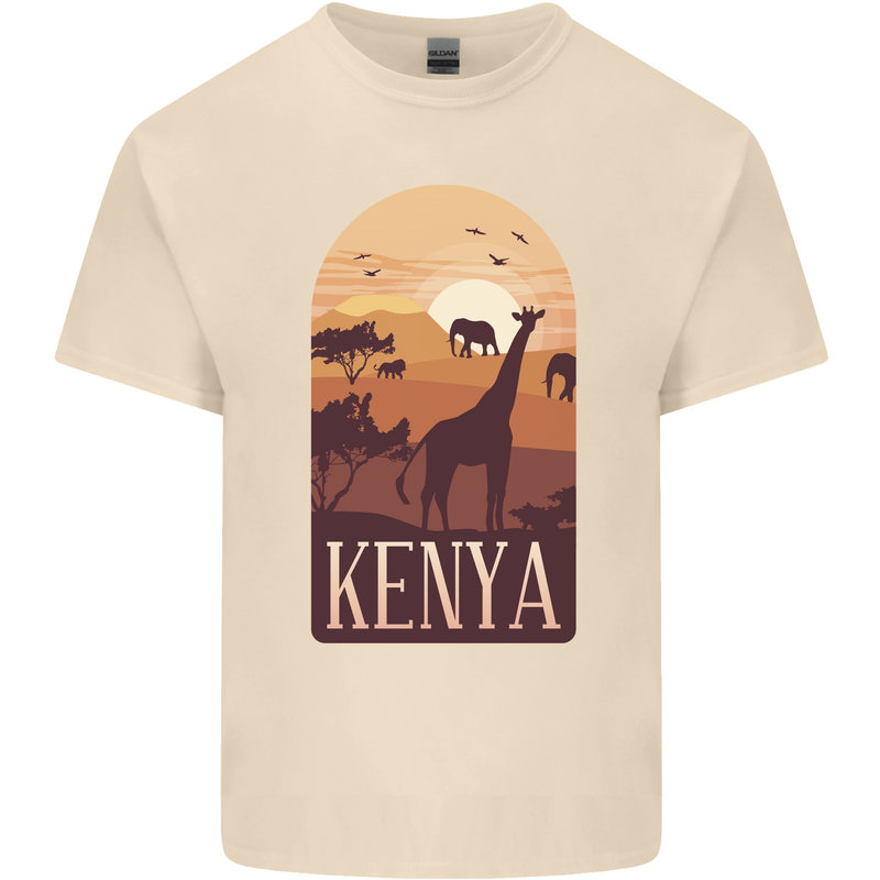 Kenya Safari Mens Cotton T-Shirt Tee Top Natural