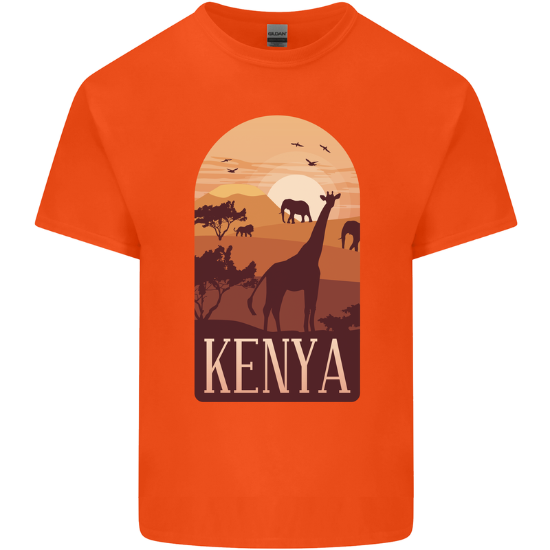 Kenya Safari Mens Cotton T-Shirt Tee Top Orange