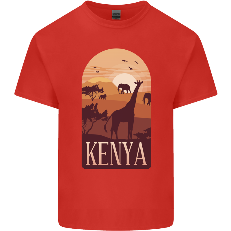 Kenya Safari Mens Cotton T-Shirt Tee Top Red