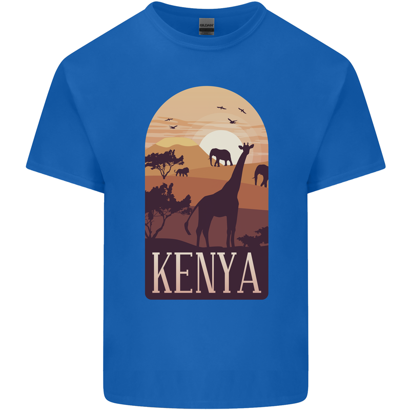 Kenya Safari Mens Cotton T-Shirt Tee Top Royal Blue
