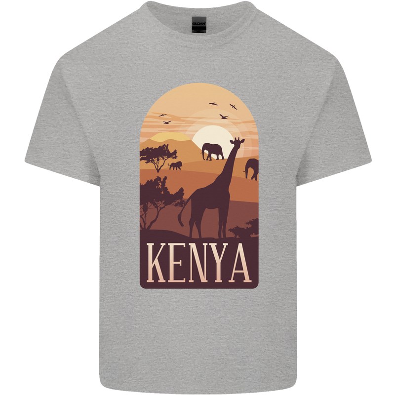 Kenya Safari Mens Cotton T-Shirt Tee Top Sports Grey