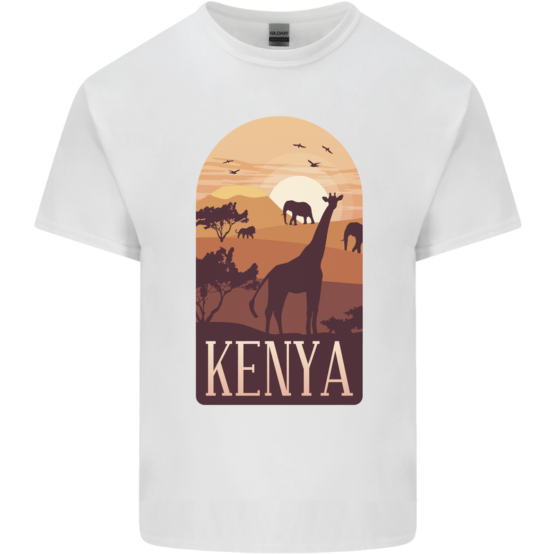 Kenya Safari Mens Cotton T-Shirt Tee Top White